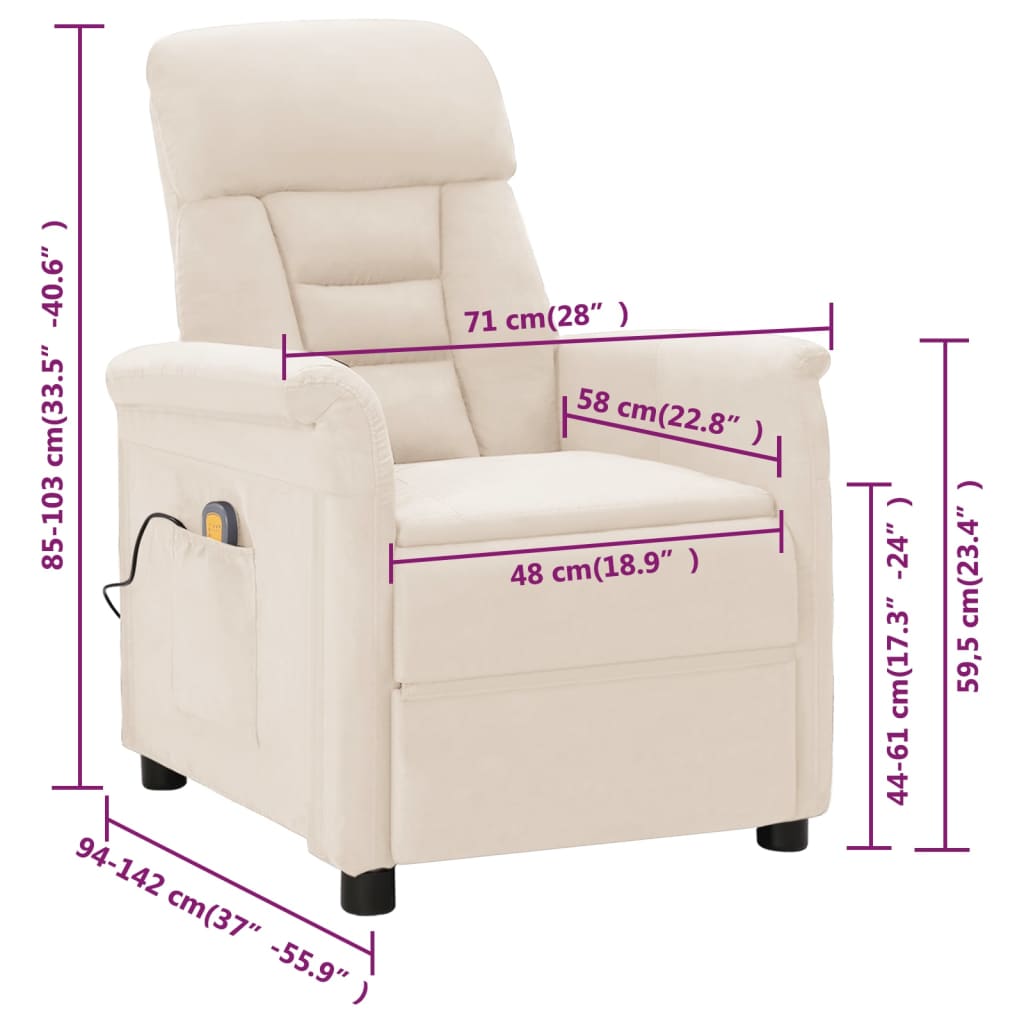 vidaXL Massagesessel Beige Mikrofasergewebe