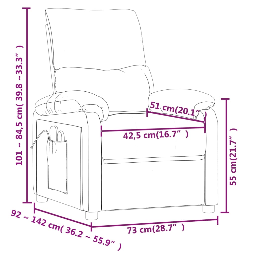 vidaXL Massagesessel Hellgrau Stoff