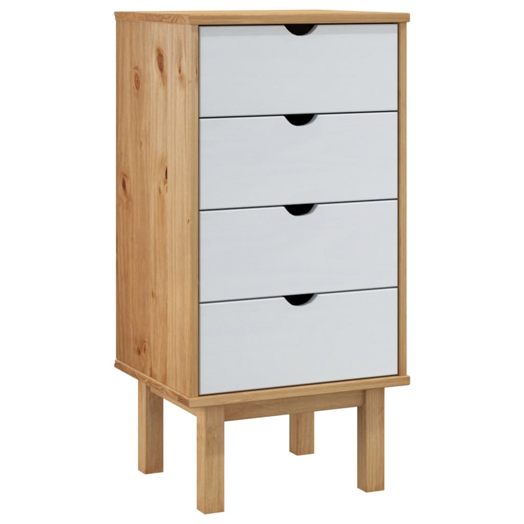 Schubladenschrank OTTA Braun&Weiß 46x39,5x90 cm Massivholz Stilecasa