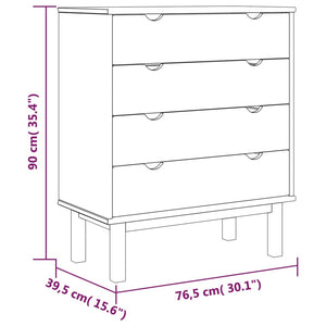 Schubladenschrank OTTA 76,5x39,5x90 cm Massivholz Stilecasa