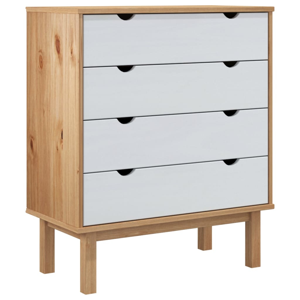 Schubladenschrank OTTA Braun&Weiß 76,5x39,5x90 cm Massivholz Stilecasa