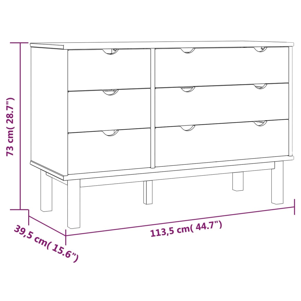 Schubladenschrank OTTA 111x43x73,5 cm Massivholz Kiefer