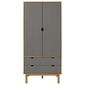 vidaXL Kleiderschrank OTTA Braun&Grau 76,5x53x172 cm Massivholz Kiefer