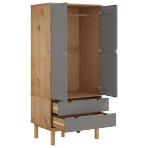 vidaXL Kleiderschrank OTTA Braun&Grau 76,5x53x172 cm Massivholz Kiefer