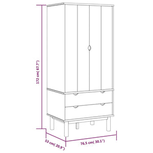 vidaXL Kleiderschrank OTTA Braun&Grau 76,5x53x172 cm Massivholz Kiefer