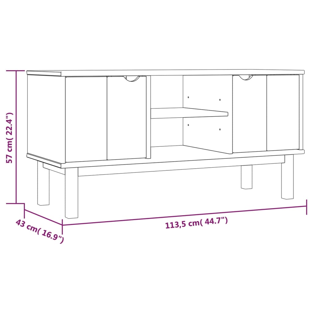 vidaXL TV-Schrank OTTA 113,5x43x57 cm Massivholz Kiefer