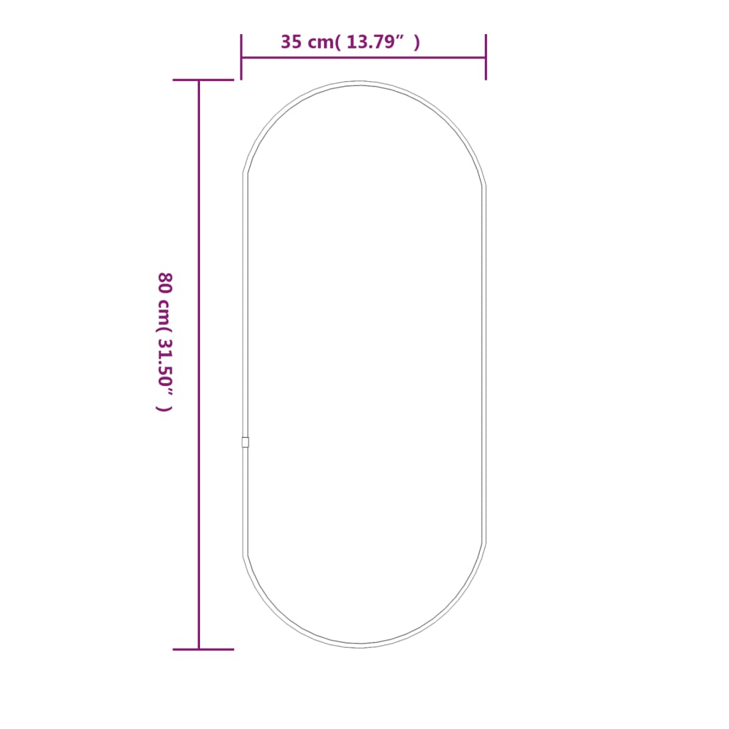 Wandspiegel Silbern 80x35 cm Oval Stilecasa