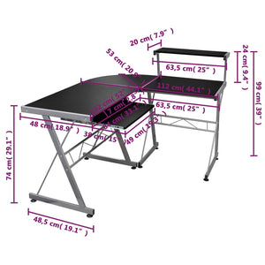 Eck-Computertisch Schwarz 132x112x99 cm Holzwerkstoff Stilecasa