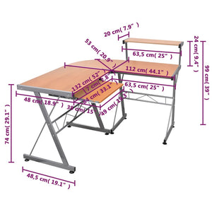 vidaXL Eck-Computertisch Braun 132x112x99 cm Holzwerkstoff