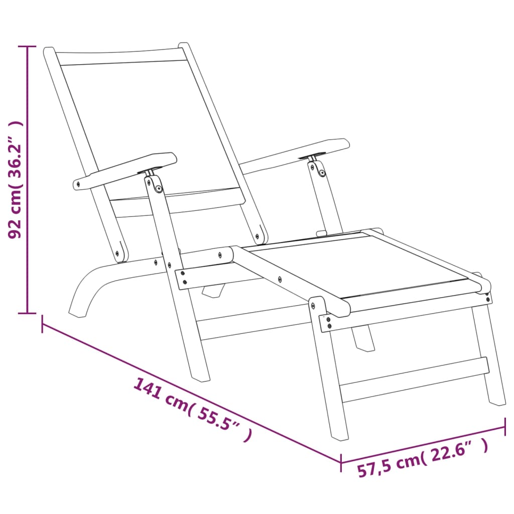 vidaXL Garten-Liegestühle mit Tisch Massivholz Akazie und Textilene