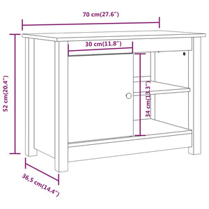 vidaXL TV-Schrank Grau 70x36,5x52 cm Massivholz Kiefer