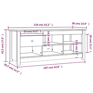 Schuhschrank 110x38x45,5 cm Massivholz Kiefer Stilecasa