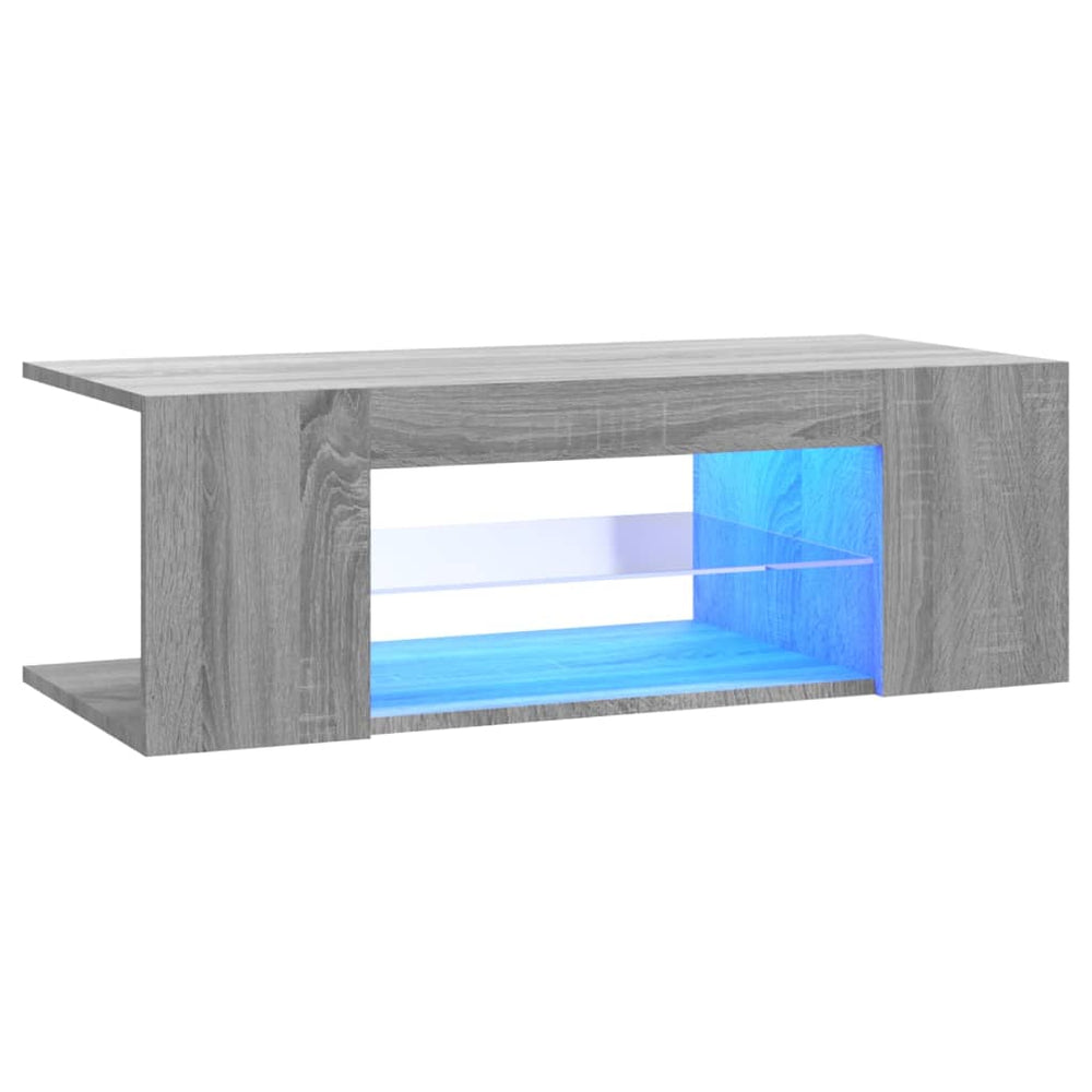 TV-Schrank mit LED-Leuchten Grau Sonoma 90x39x30 cm Stilecasa