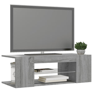 TV-Schrank mit LED-Leuchten Grau Sonoma 90x39x30 cm Stilecasa