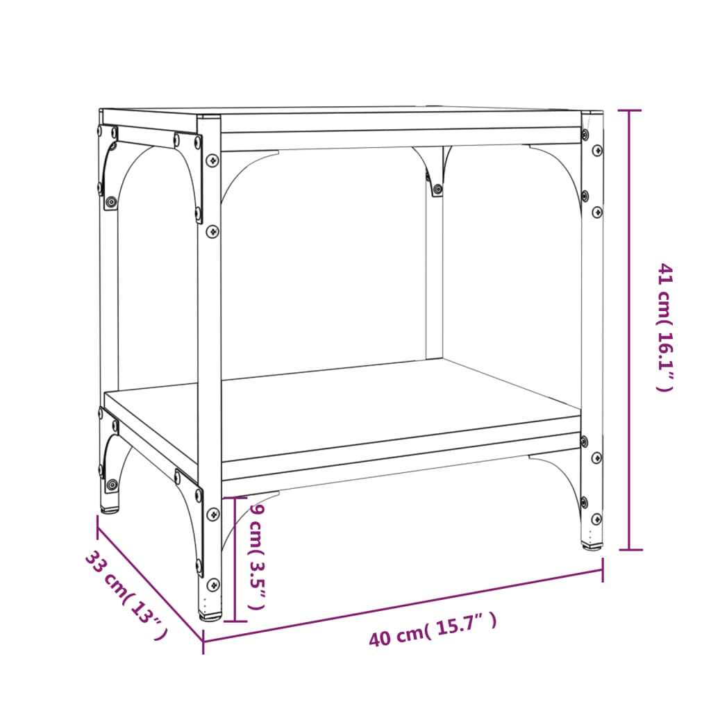 TV-Schrank Räuchereiche 40x33x41 cm Holzwerkstoff und Stahl