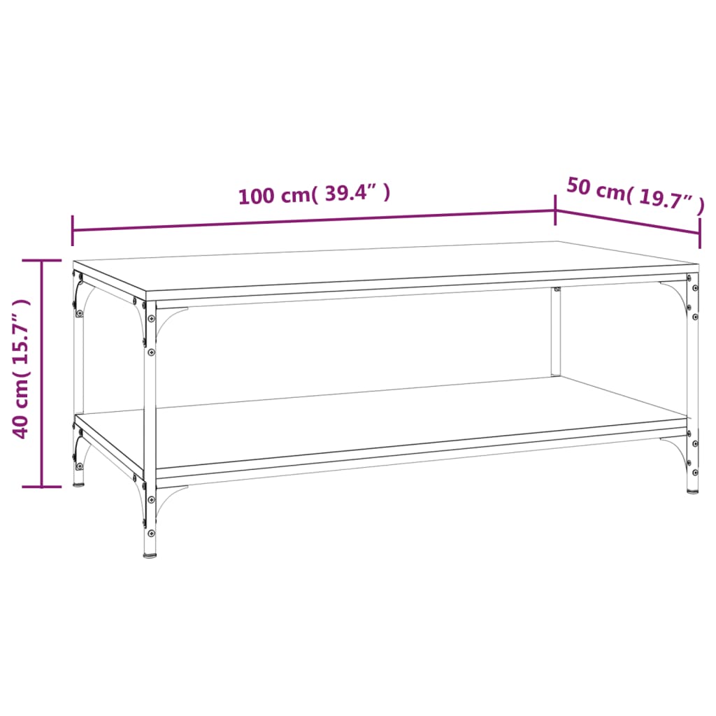 vidaXL Couchtisch Grau Sonoma 100x50x40 cm Holzwerkstoff