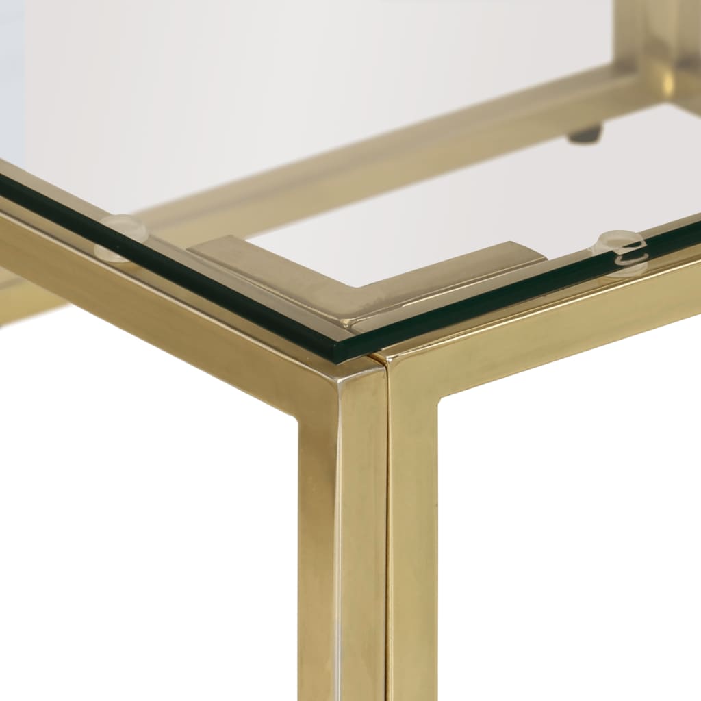 vidaXL Couchtisch Golden Edelstahl und Hartglas