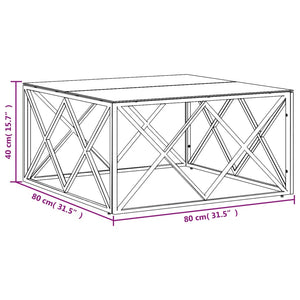 Couchtisch Golden 80x80x40 cm Edelstahl und Glas