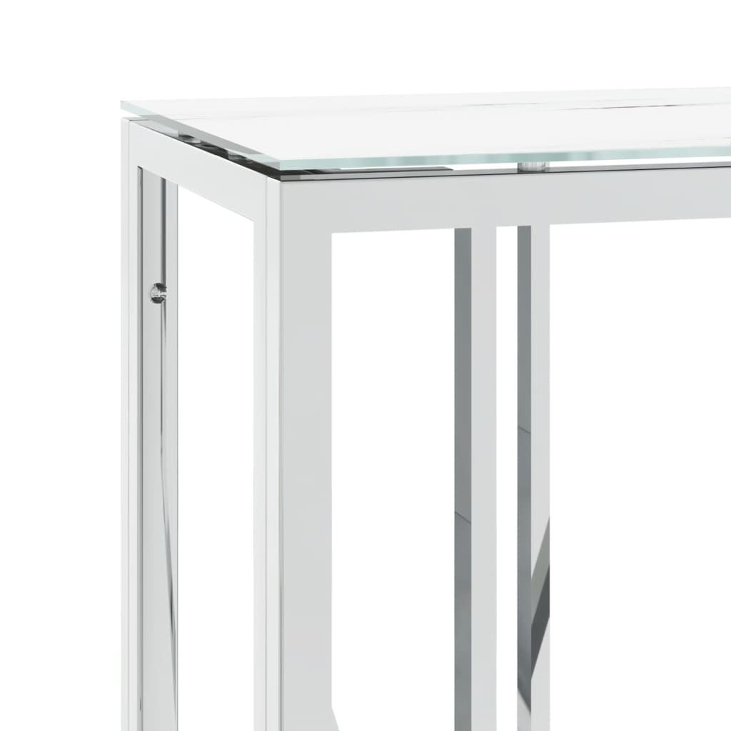 vidaXL Konsolentisch Silbern 110x30x70 cm Edelstahl und Glas