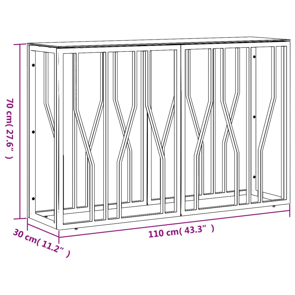 vidaXL Konsolentisch Silbern 110x30x70 cm Edelstahl und Glas