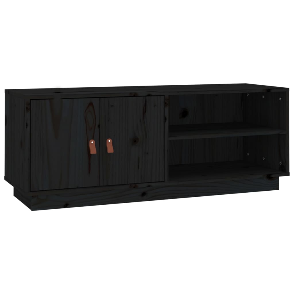 vidaXL TV-Schrank Schwarz 105x34x40 cm Massivholz Kiefer