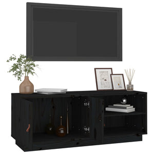 vidaXL TV-Schrank Schwarz 105x34x40 cm Massivholz Kiefer