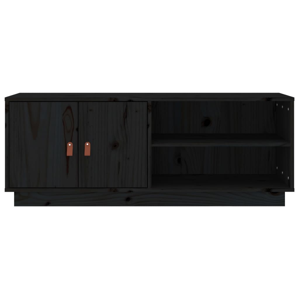 vidaXL TV-Schrank Schwarz 105x34x40 cm Massivholz Kiefer