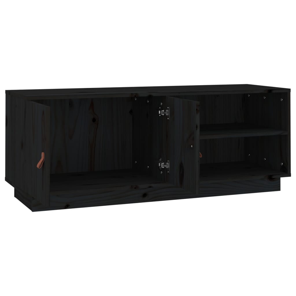 vidaXL TV-Schrank Schwarz 105x34x40 cm Massivholz Kiefer