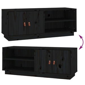 vidaXL TV-Schrank Schwarz 105x34x40 cm Massivholz Kiefer