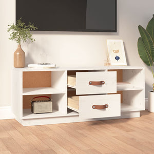 vidaXL TV-Schrank Weiß 100x34x40 cm Massivholz Kiefer