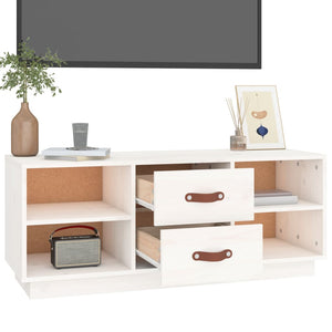 vidaXL TV-Schrank Weiß 100x34x40 cm Massivholz Kiefer