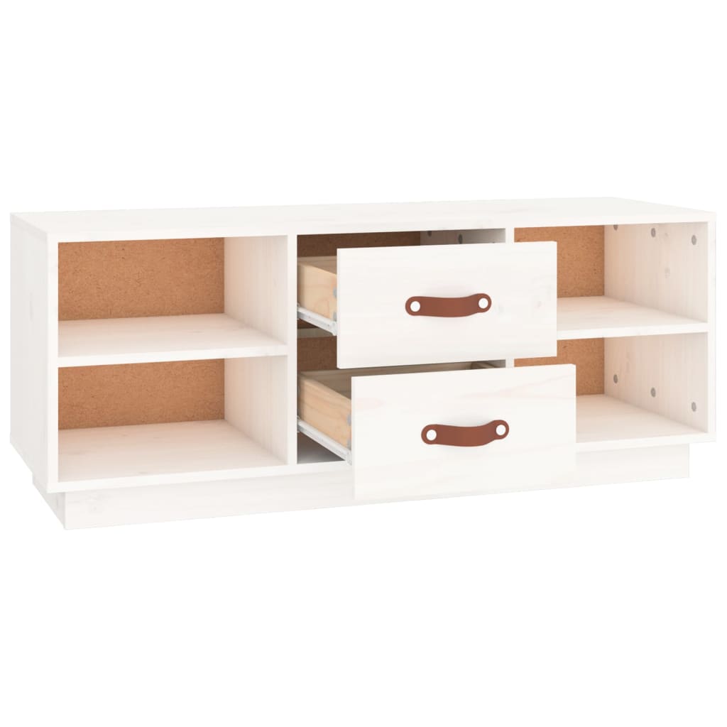 vidaXL TV-Schrank Weiß 100x34x40 cm Massivholz Kiefer