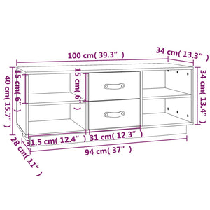 vidaXL TV-Schrank Weiß 100x34x40 cm Massivholz Kiefer