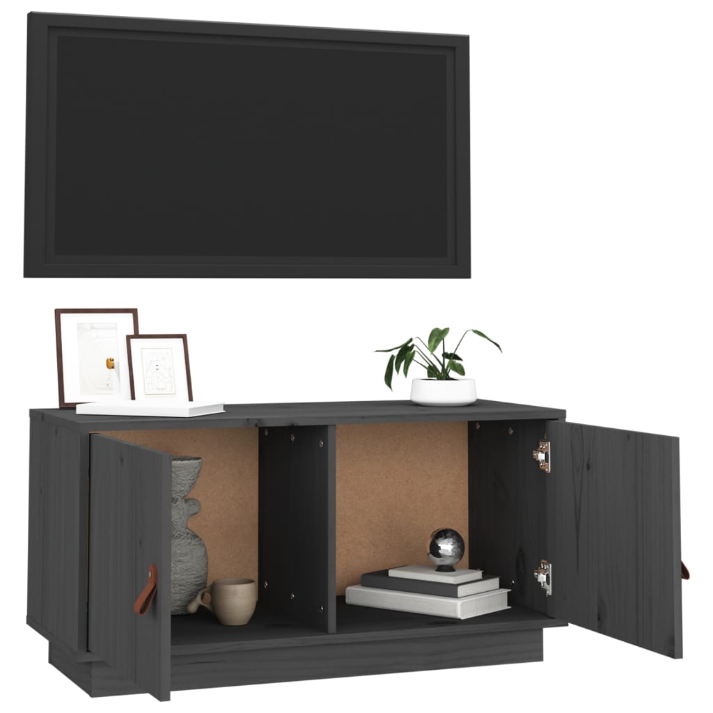 vidaXL TV-Schrank Grau 80x34x40 cm Massivholz Kiefer