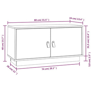 vidaXL TV-Schrank Grau 80x34x40 cm Massivholz Kiefer