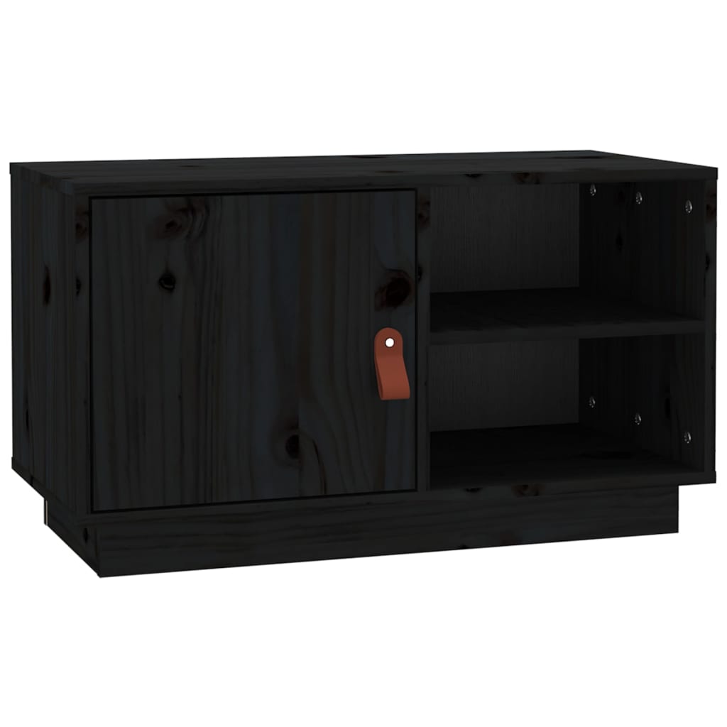 vidaXL TV-Schrank Schwarz 70x34x40 cm Massivholz Kiefer