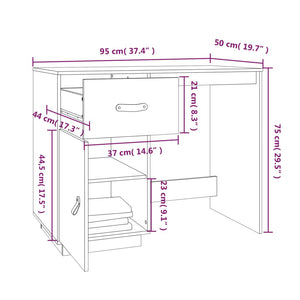 vidaXL Schreibtisch Weiß 95x50x75cm Massivholz Kiefer