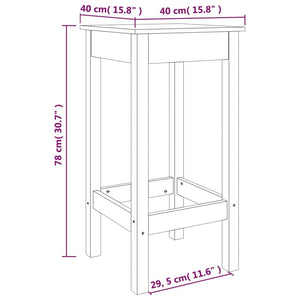 vidaXL Barstühle 2 Stk. Weiß 40x40x78 cm Massivholz Kiefer