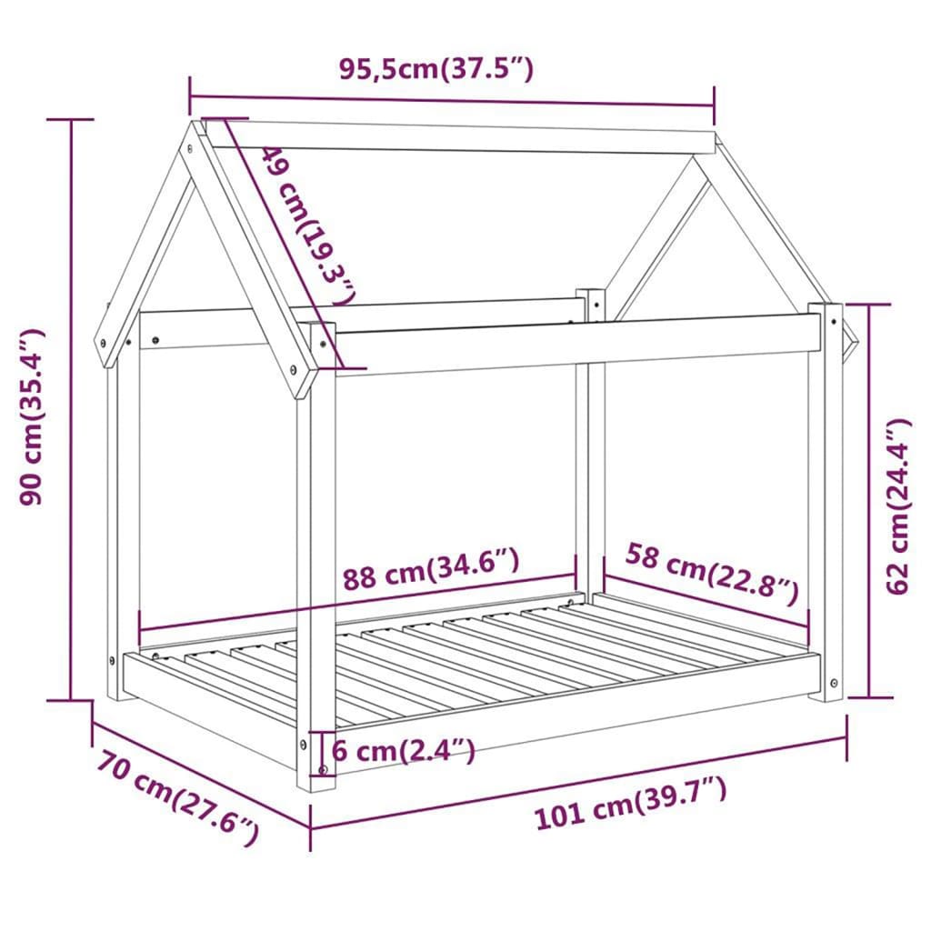 vidaXL Hundebett Weiß 101x70x90 cm Massivholz Kiefer