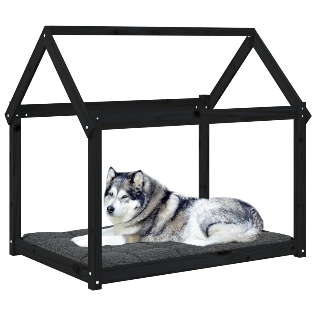 vidaXL Hundebett Schwarz 111x80x100 cm Massivholz Kiefer