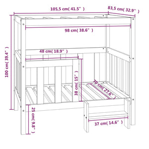 vidaXL Hundebett 105,5x83,5x100 cm Massivholz Kiefer