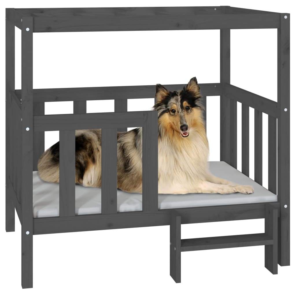 vidaXL Hundebett Grau 105,5x83,5x100 cm Massivholz Kiefer