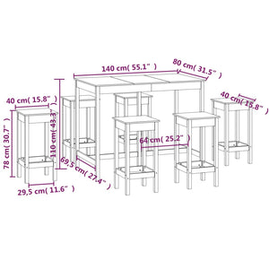 vidaXL 7-tlg. Bar-Set Weiß Massivholz Kiefer