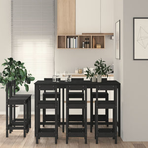 vidaXL 9-tlg. Bar-Set Schwarz Massivholz Kiefer