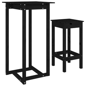 vidaXL 3-tlg. Bar-Set Schwarz Massivholz Kiefer