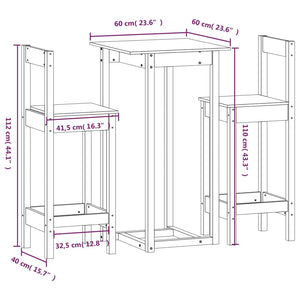 vidaXL 3-tlg. Bar-Set Massivholz Kiefer