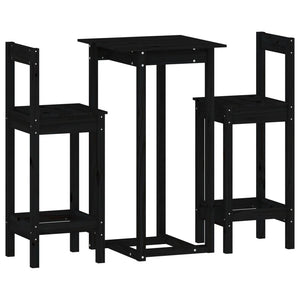 vidaXL 3-tlg. Bar-Set Schwarz Massivholz Kiefer