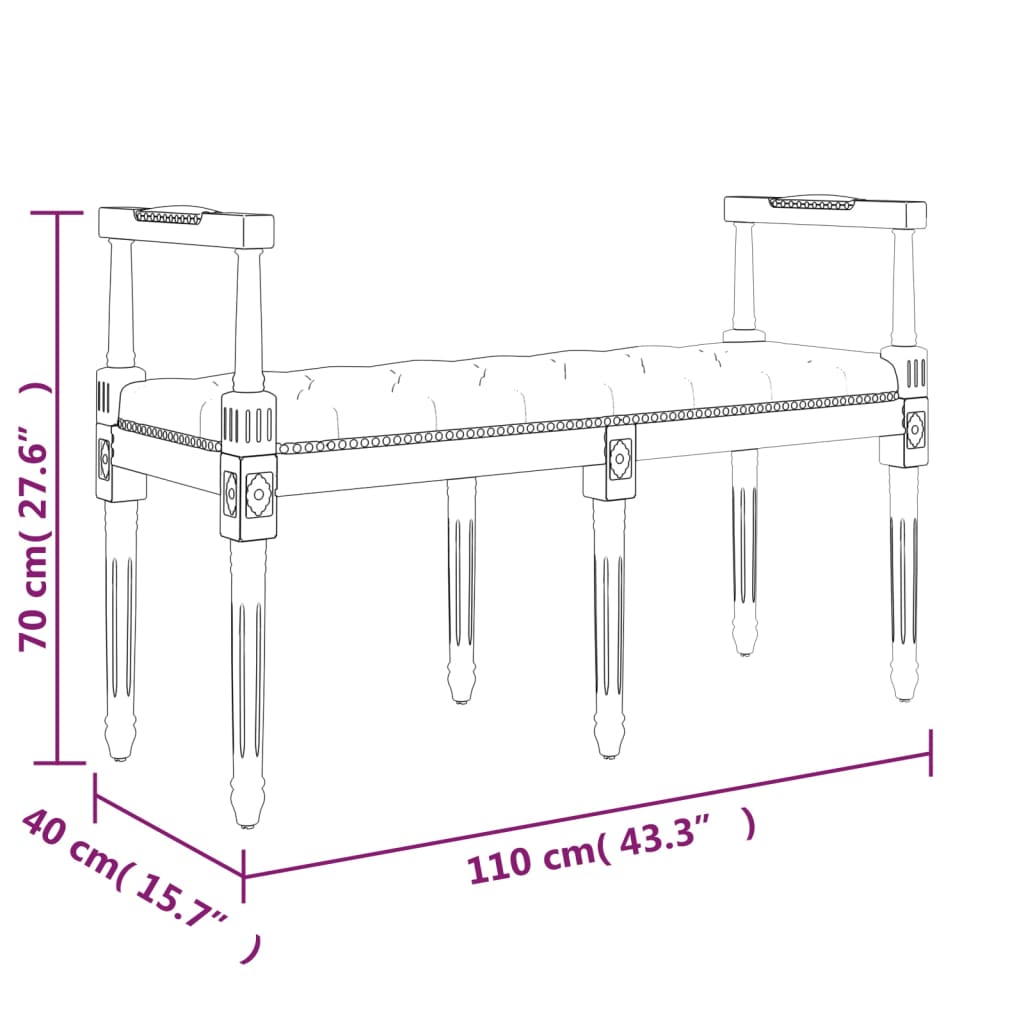 Sitzbank Dunkelgrau 110x40x70 cm Stoff Stilecasa