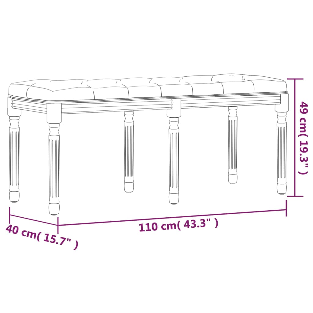 Sitzbank Dunkelgrau 110x40x49 cm Stoff Stilecasa