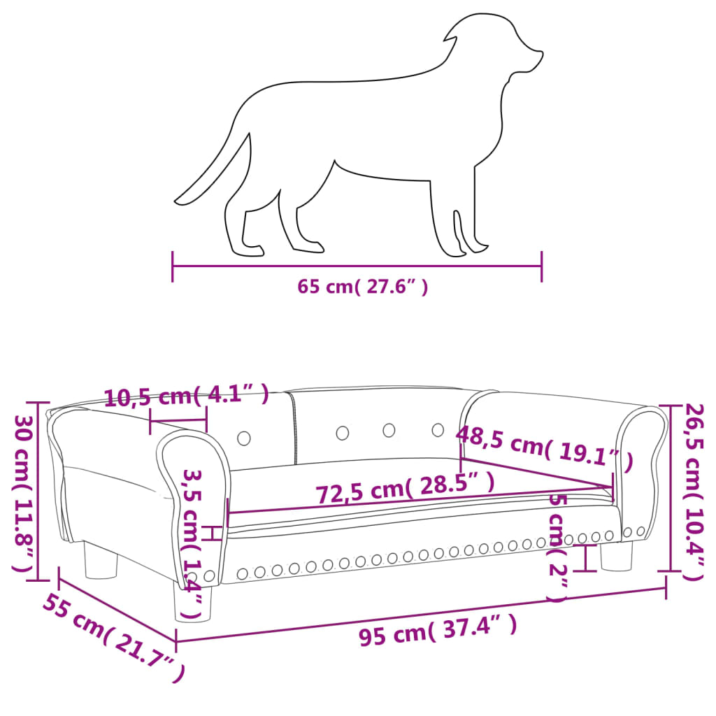 Hundebett Blau 95x55x30 cm Samt Stilecasa